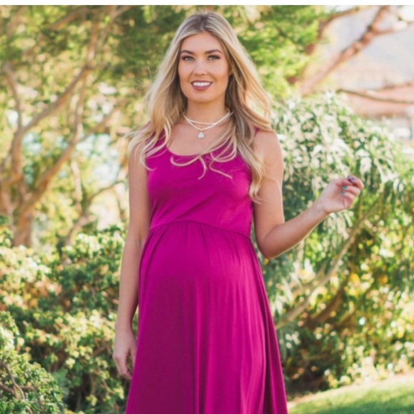 hot pink maternity maxi dress
